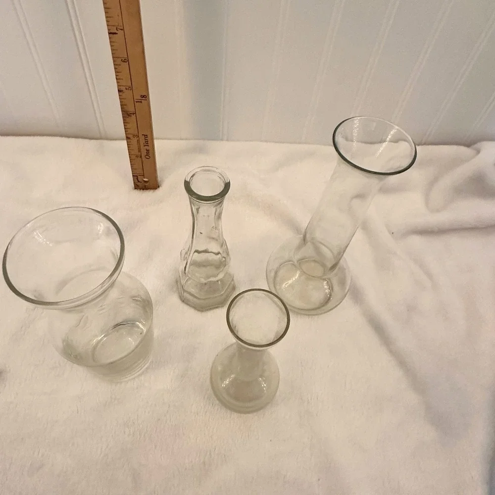 Unbranded‎ Bud Vase Set Home Decor Clear Good Vintage Glass Assorted Shapes MCM